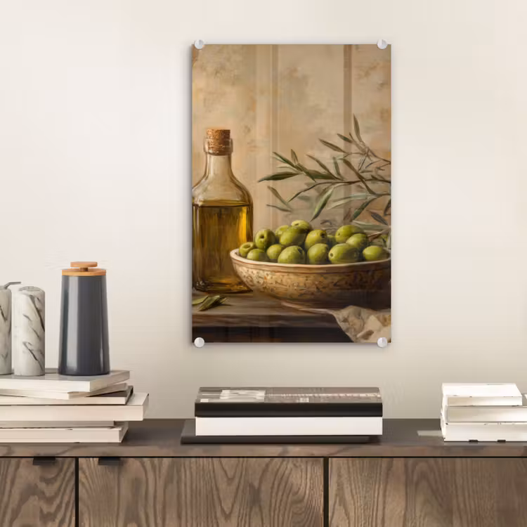 Glas schilderij - Olijven - Stilleven - Vintage — 2