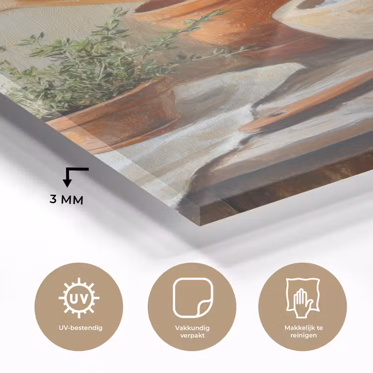 Glas schilderij - Potten - Kruiden - Hout — 3