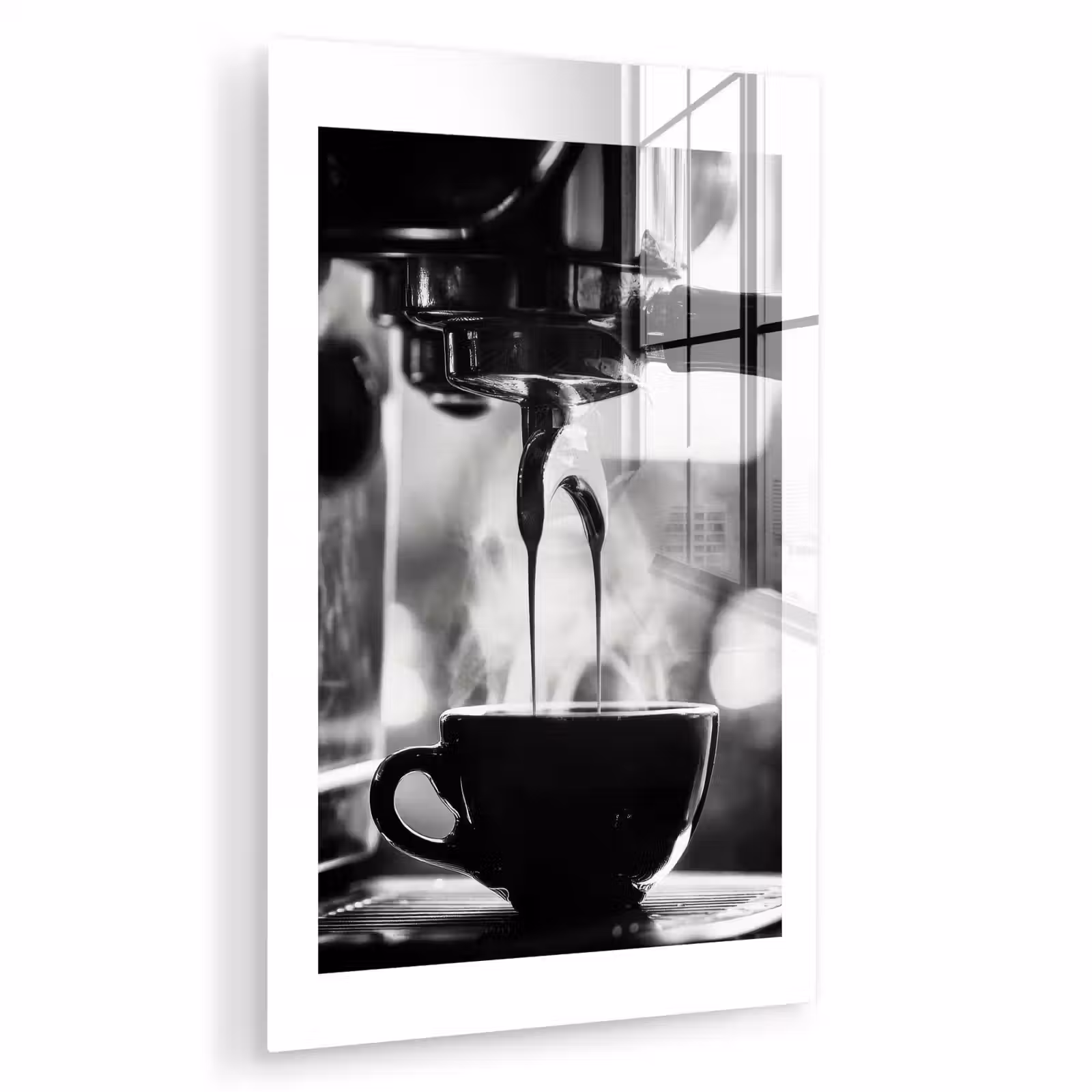 Glas schilderij - Coffee - Espresso - Koffiemachine - Kop — 1