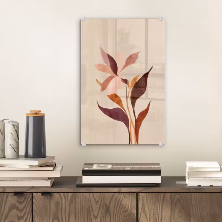 Glas schilderij - Bloemen - Blaadjes - Minimalistisch - Roze — 2