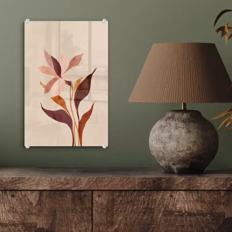 Glas schilderij - Bloemen - Blaadjes - Minimalistisch - Roze — 4