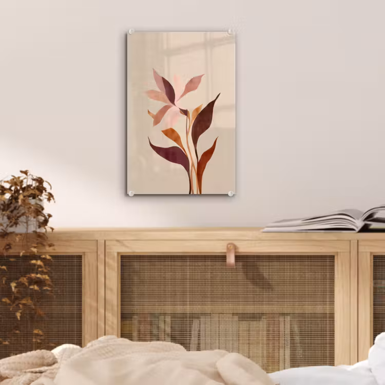 Glas schilderij - Bloemen - Blaadjes - Minimalistisch - Roze — 5