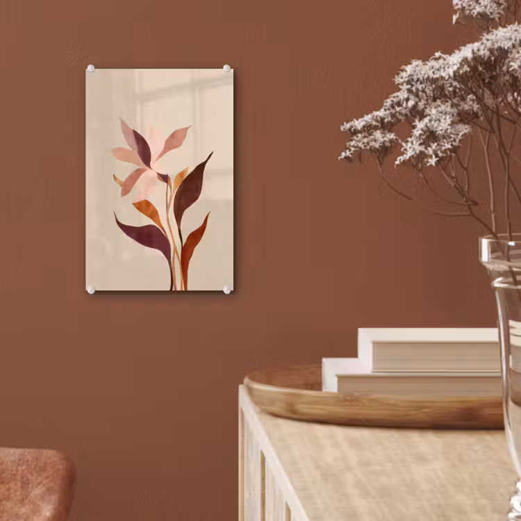 Glas schilderij - Bloemen - Blaadjes - Minimalistisch - Roze — 6