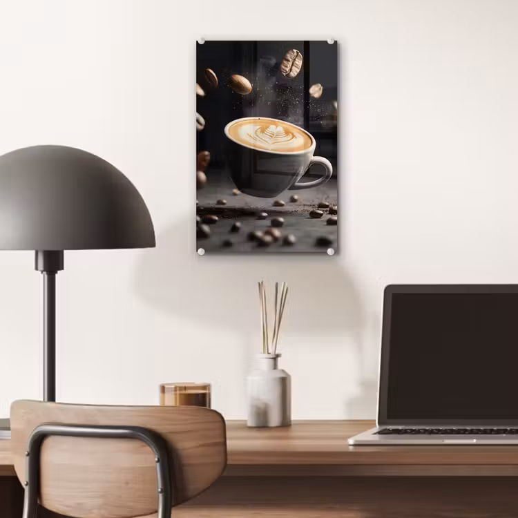 Glas schilderij - Cappuccino - Kop - Bonen - Bruin — 7