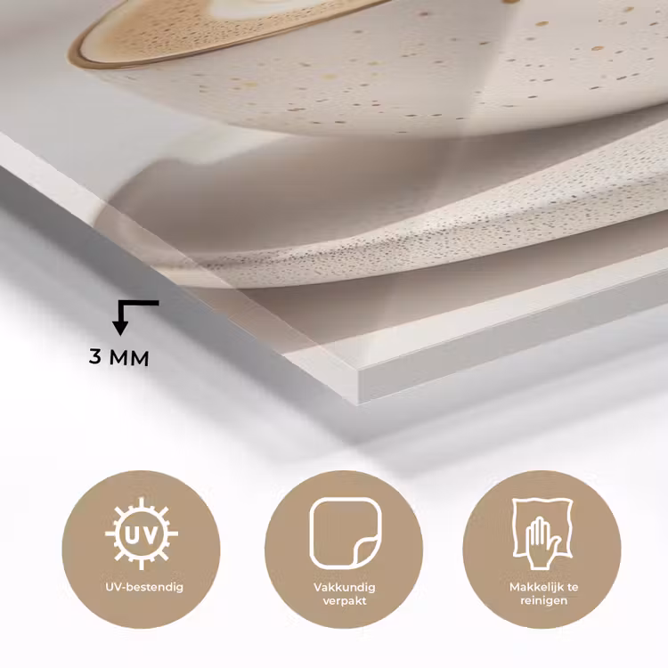 Glas schilderij - Cappuccino - Schuim - Schotel - Beige — 3