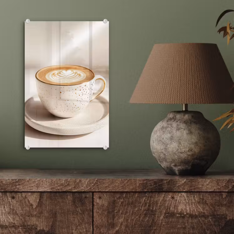 Glas schilderij - Cappuccino - Schuim - Schotel - Beige — 4