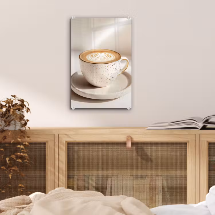 Glas schilderij - Cappuccino - Schuim - Schotel - Beige — 5