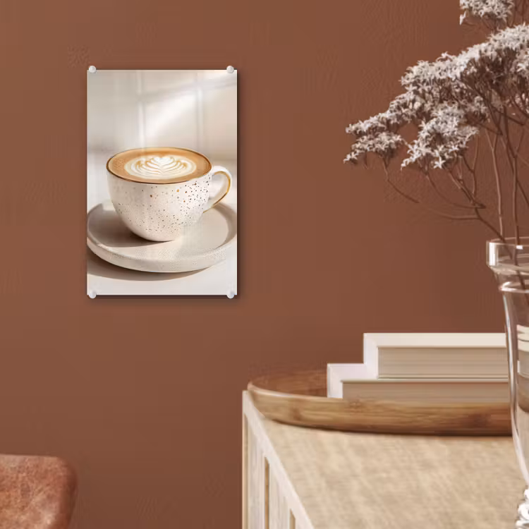 Glas schilderij - Cappuccino - Schuim - Schotel - Beige — 6