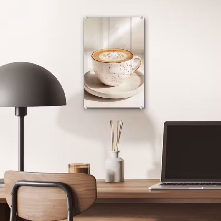 Glas schilderij - Cappuccino - Schuim - Schotel - Beige — 7
