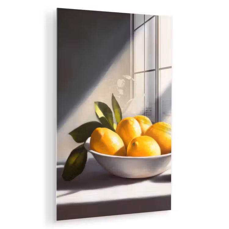 Glas schilderij - Citroenen - Stilleven - Geel — 1
