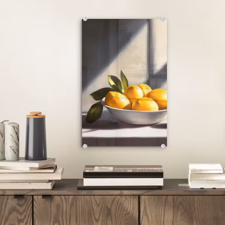 Glas schilderij - Citroenen - Stilleven - Geel — 2