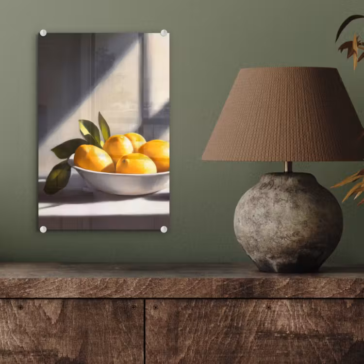 Glas schilderij - Citroenen - Stilleven - Geel — 4