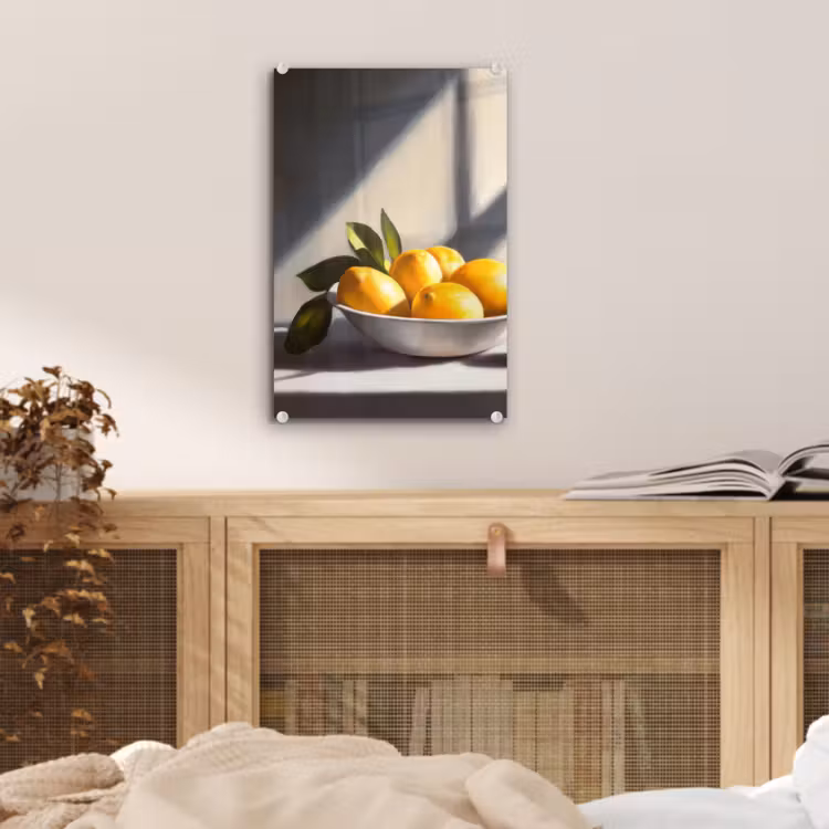 Glas schilderij - Citroenen - Stilleven - Geel — 5