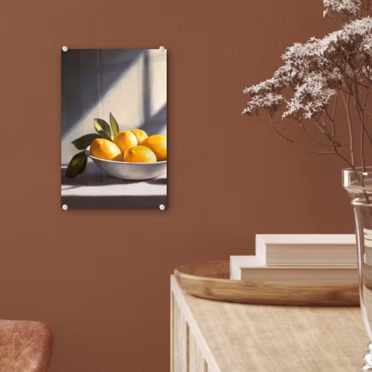 Glas schilderij - Citroenen - Stilleven - Geel — 6