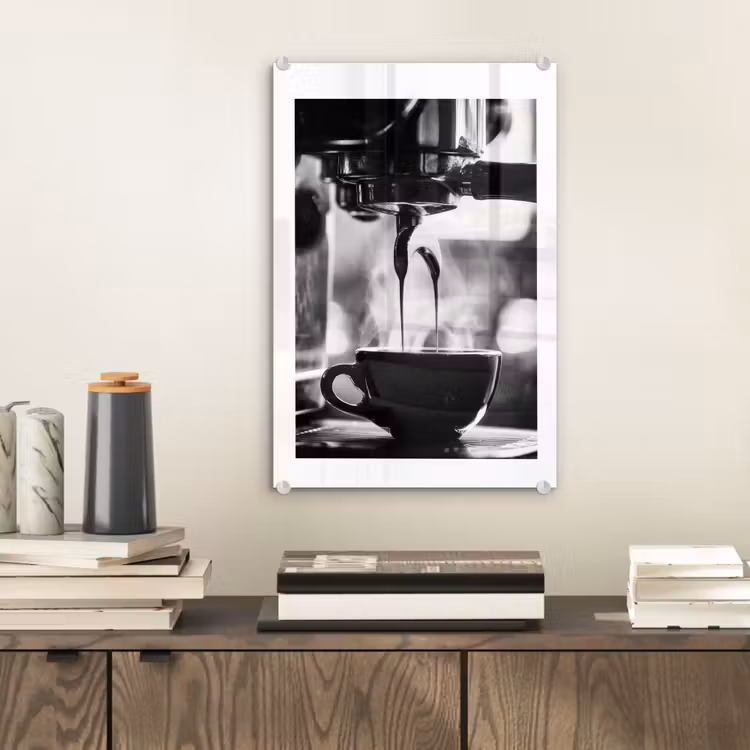 Glas schilderij - Coffee - Espresso - Koffiemachine - Kop — 2