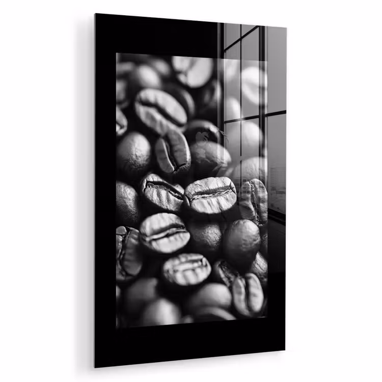 Glas schilderij - Koffiebonen - Zwart - Vintage — 1
