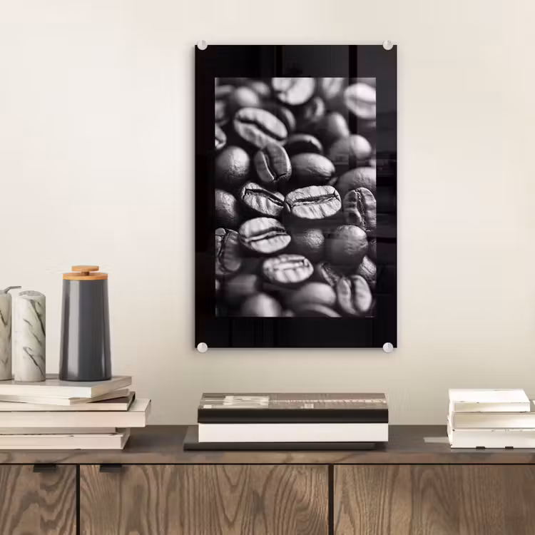 Glas schilderij - Koffiebonen - Zwart - Vintage — 2