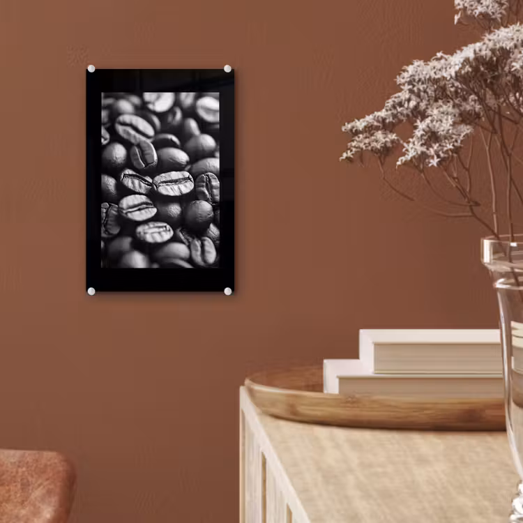 Glas schilderij - Koffiebonen - Zwart - Vintage — 6