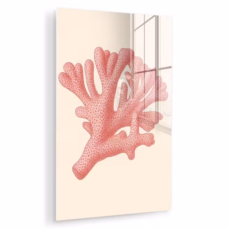 Glas schilderij - Koraal - Stipjes - Roze — 1