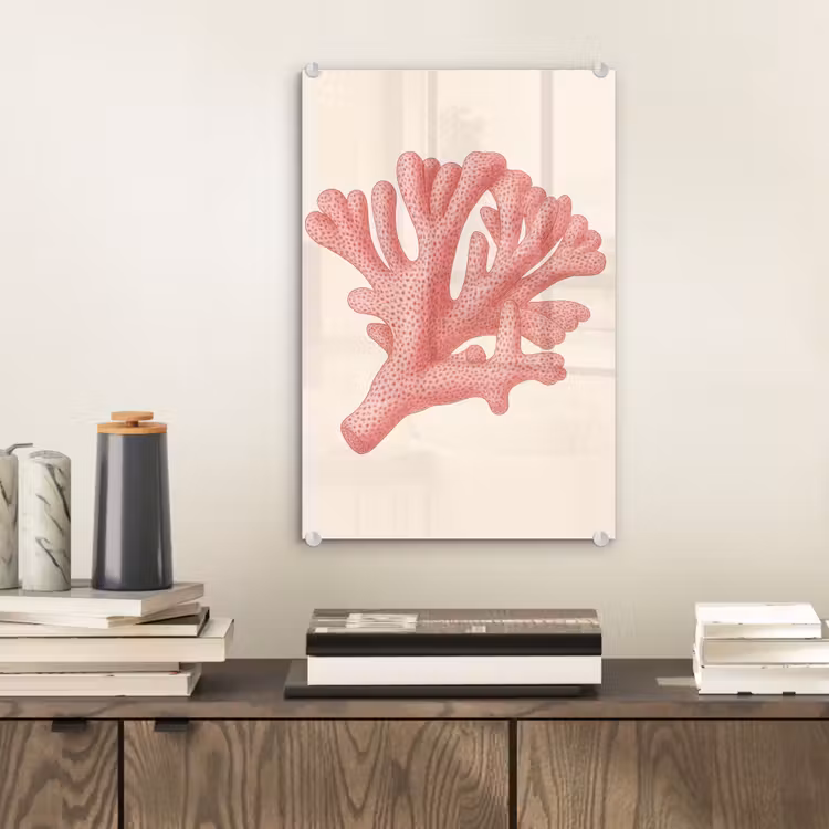 Glas schilderij - Koraal - Stipjes - Roze — 2