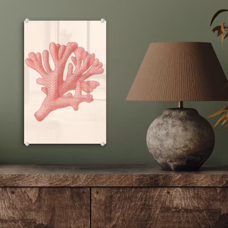 Glas schilderij - Koraal - Stipjes - Roze — 4