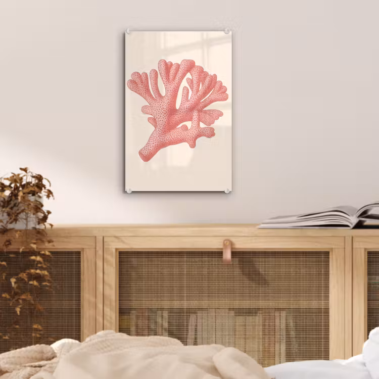 Glas schilderij - Koraal - Stipjes - Roze — 5