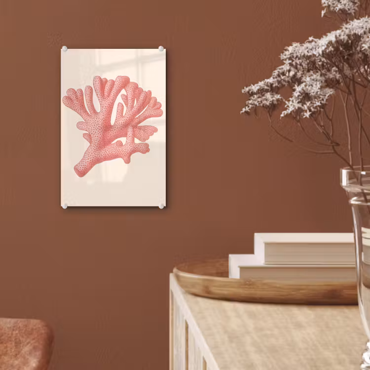 Glas schilderij - Koraal - Stipjes - Roze — 6