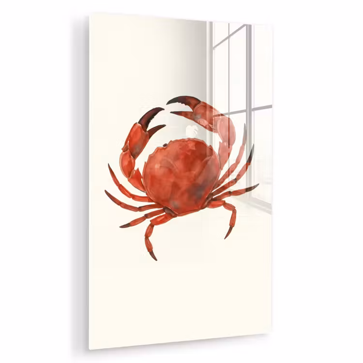 Glas schilderij - Krab - Felrood - Poten — 1