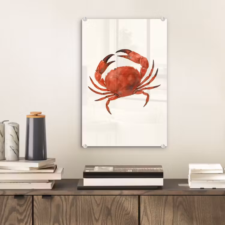 Glas schilderij - Krab - Felrood - Poten — 2