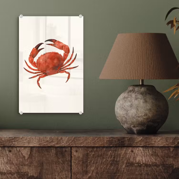 Glas schilderij - Krab - Felrood - Poten — 4