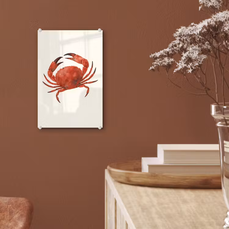 Glas schilderij - Krab - Felrood - Poten — 6