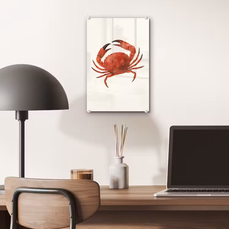 Glas schilderij - Krab - Felrood - Poten — 7
