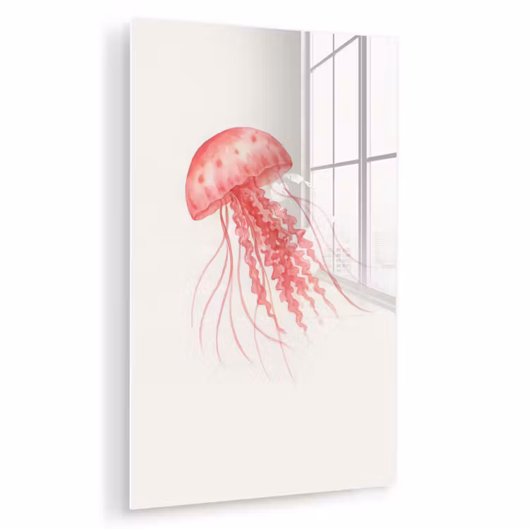 Glas schilderij - Kwal - Tentakels - Roze — 1