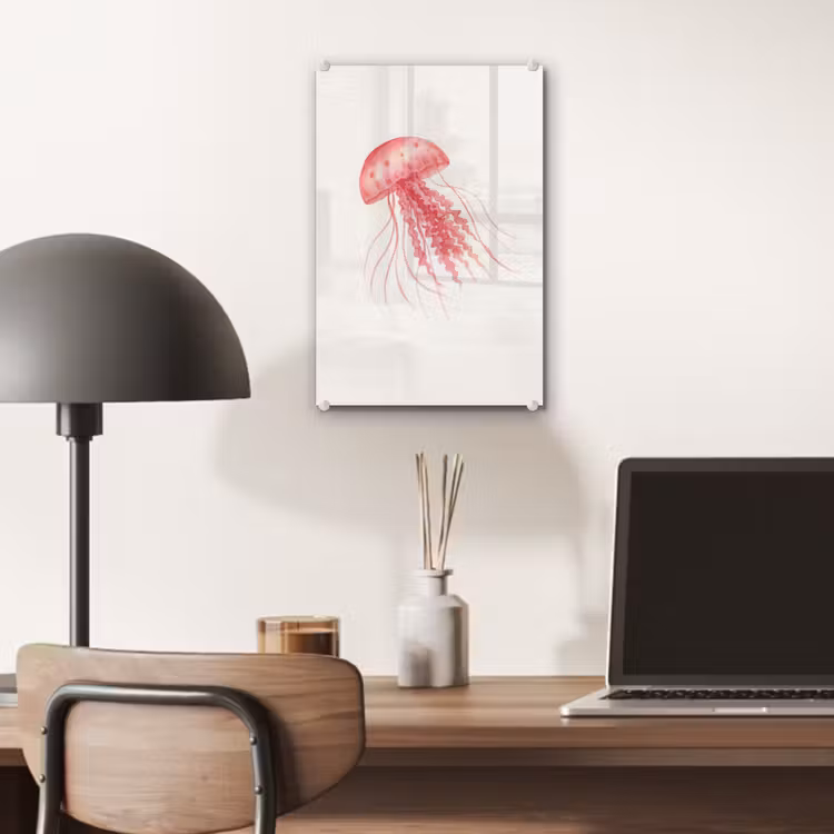 Glas schilderij - Kwal - Tentakels - Roze — 7