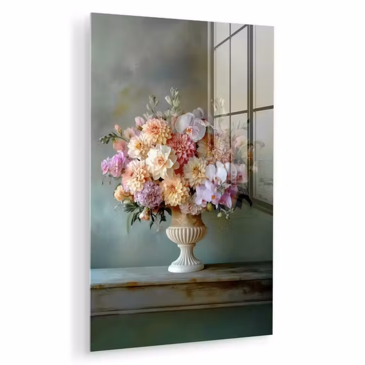 Glas schilderij - Orchidee - Boeket - Vaas - Bloemen — 1