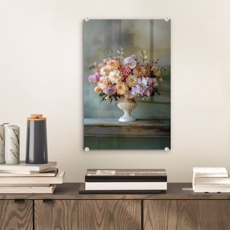 Glas schilderij - Orchidee - Boeket - Vaas - Bloemen — 2
