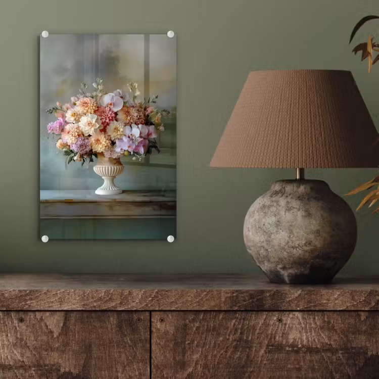 Glas schilderij - Orchidee - Boeket - Vaas - Bloemen — 4