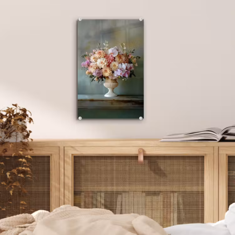 Glas schilderij - Orchidee - Boeket - Vaas - Bloemen — 5