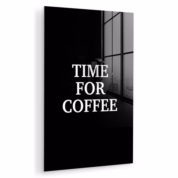 Glas schilderij - Quotes - Letters - Koffie - Zwart — 1