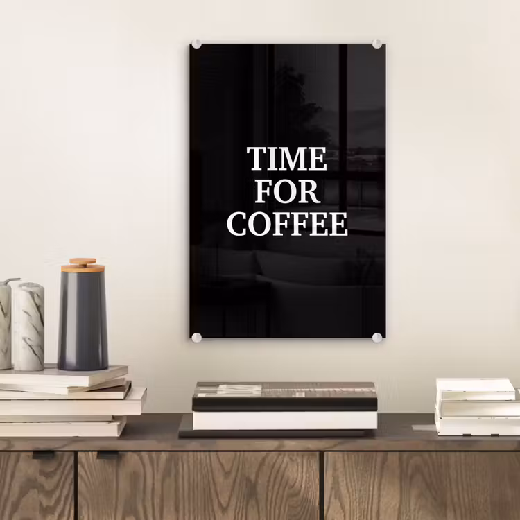 Glas schilderij - Quotes - Letters - Koffie - Zwart — 2