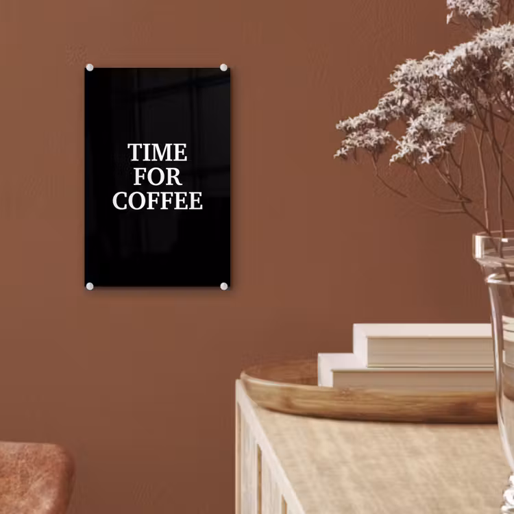 Glas schilderij - Quotes - Letters - Koffie - Zwart — 6