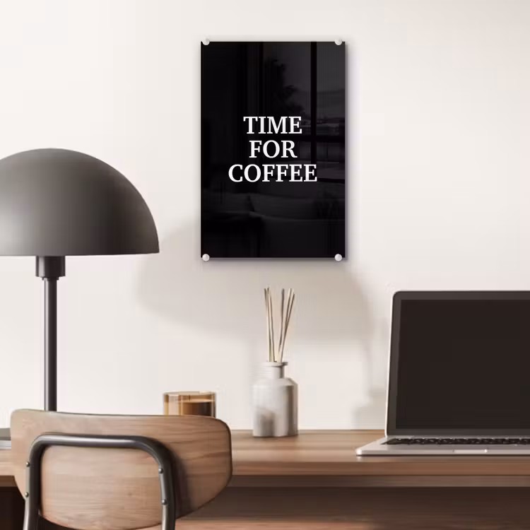 Glas schilderij - Quotes - Letters - Koffie - Zwart — 7