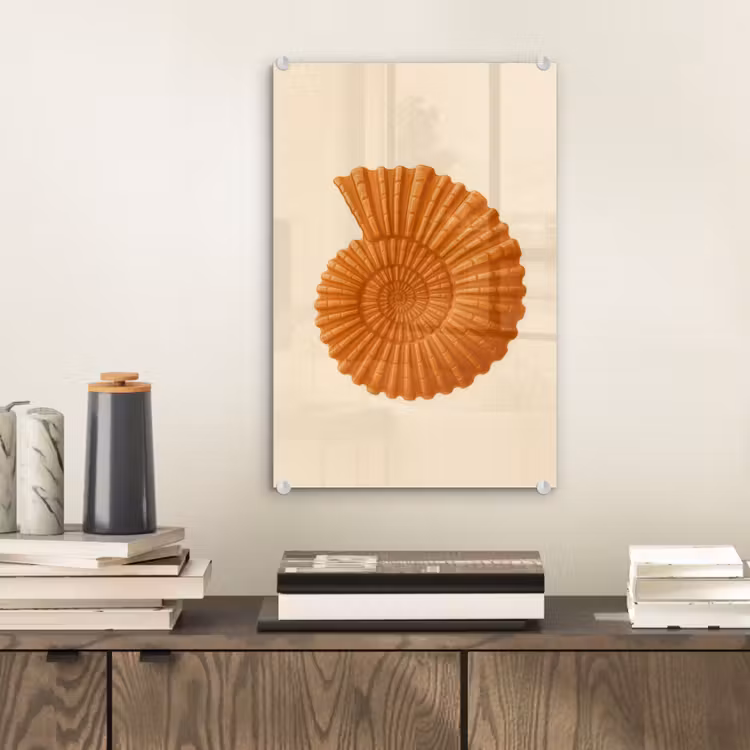 Glas schilderij - Schelp - Oranje - Ribbels — 2