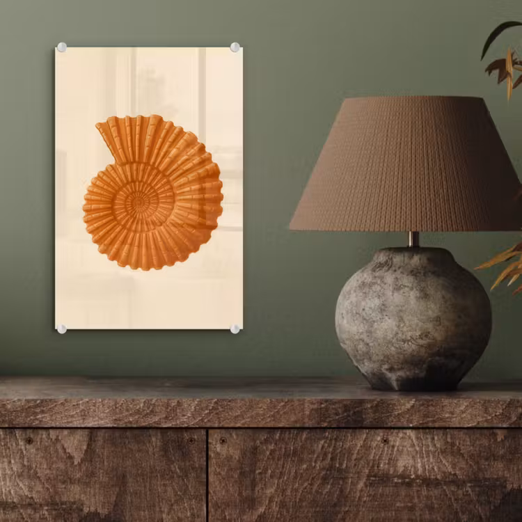 Glas schilderij - Schelp - Oranje - Ribbels — 4