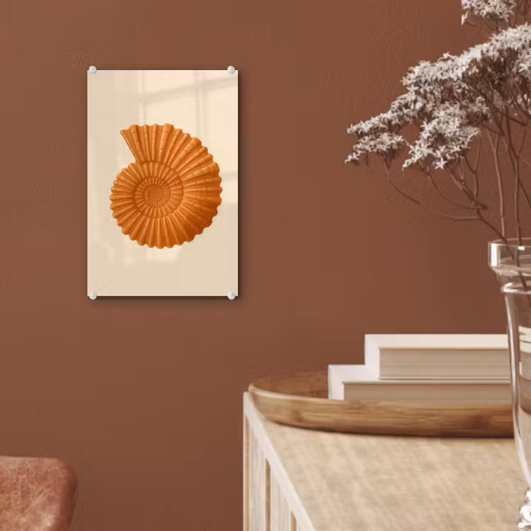 Glas schilderij - Schelp - Oranje - Ribbels — 6