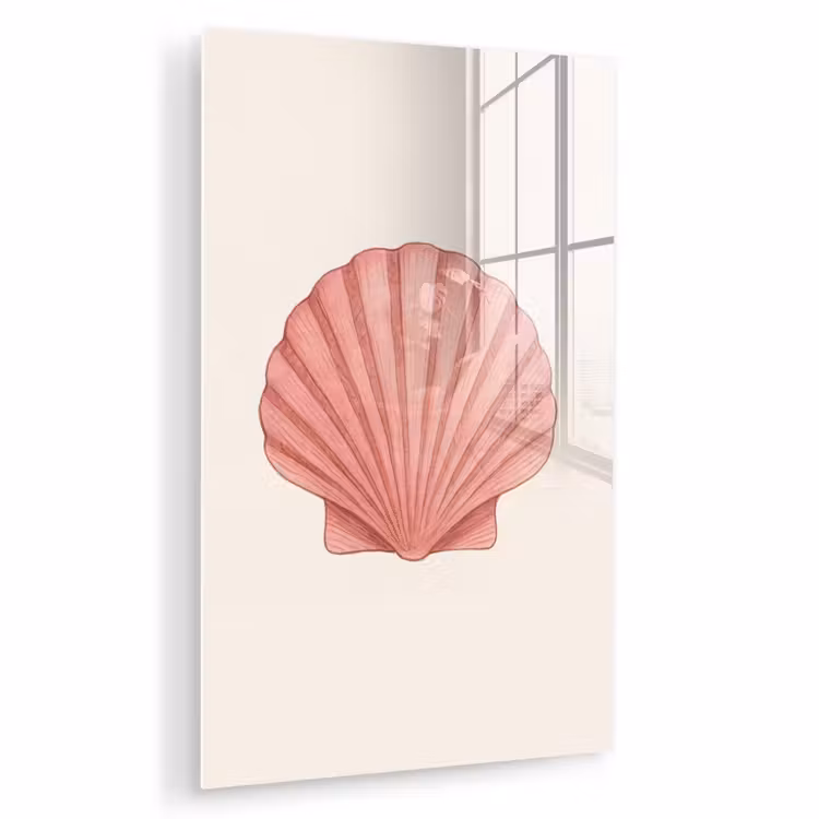 Glas schilderij - Schelp - Roze - Ribbels — 1