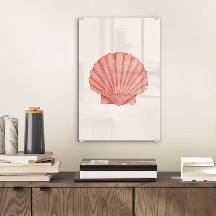Glas schilderij - Schelp - Roze - Ribbels — 2