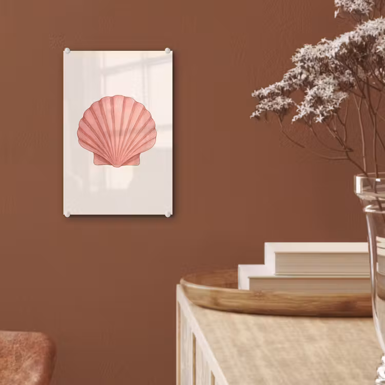 Glas schilderij - Schelp - Roze - Ribbels — 6