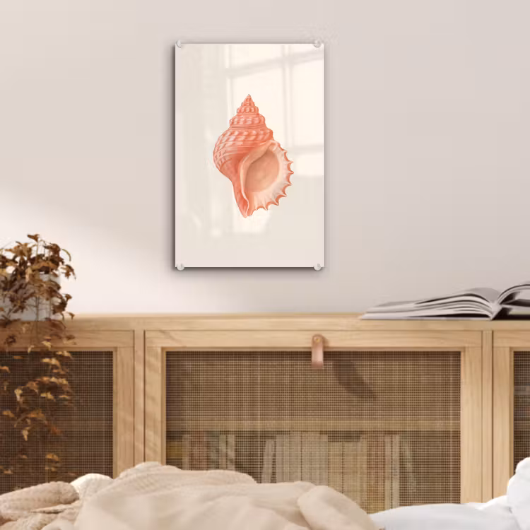 Glas schilderij - Schelp - Roze - Structuur — 5