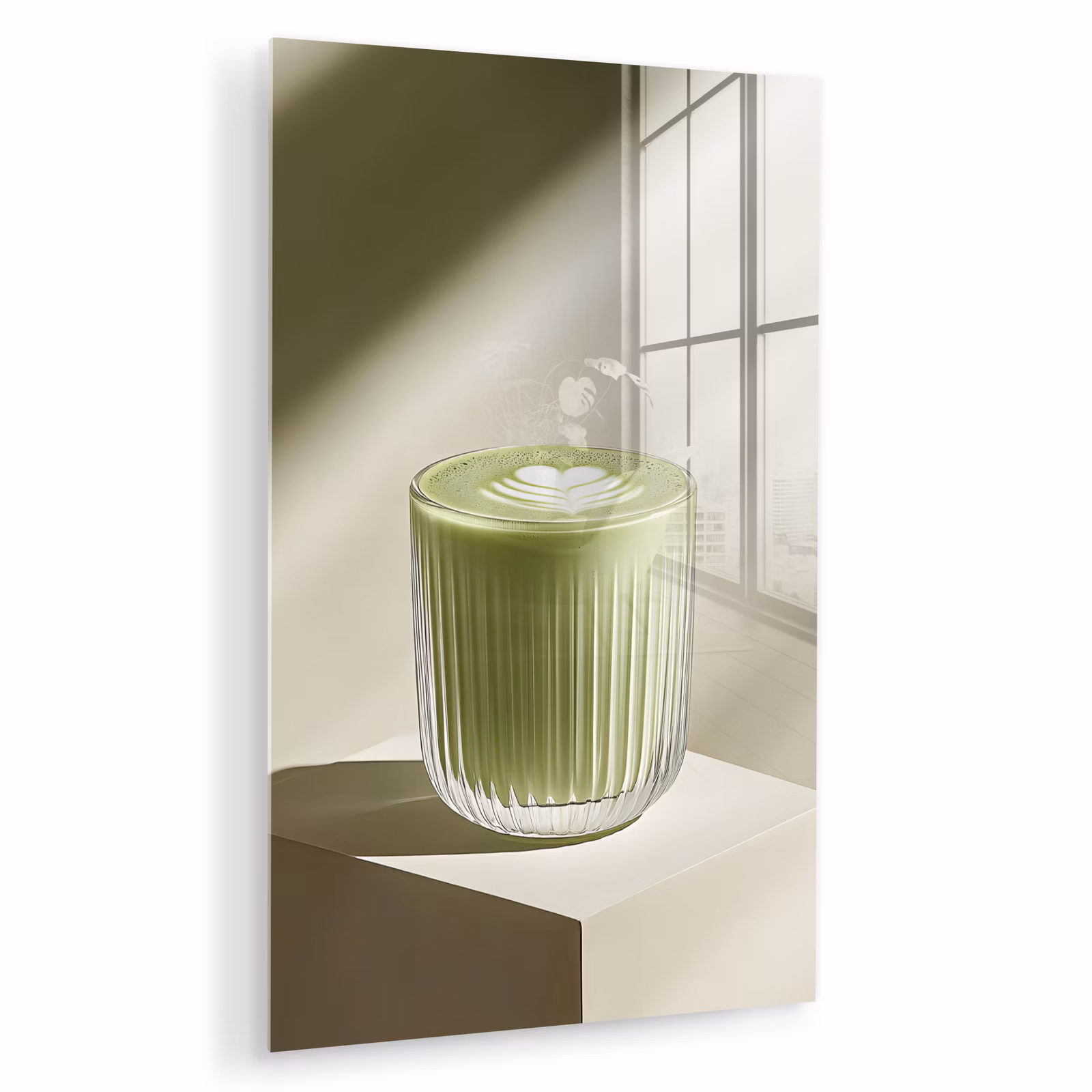 Glas schilderij - Matcha - Glas - Groen - Minimalistisch — 1